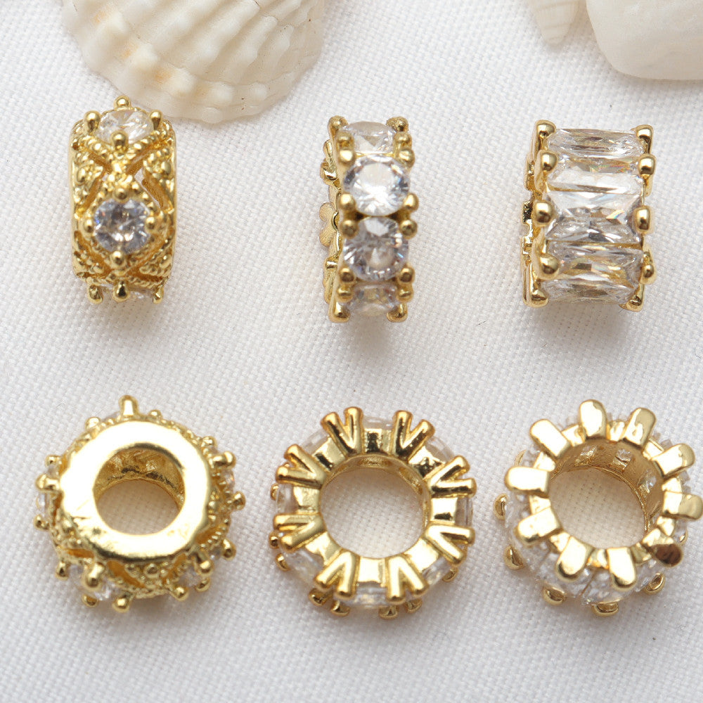 Cuentas de cobre de circón de micro incrustaciones de 5 piezas al por mayor